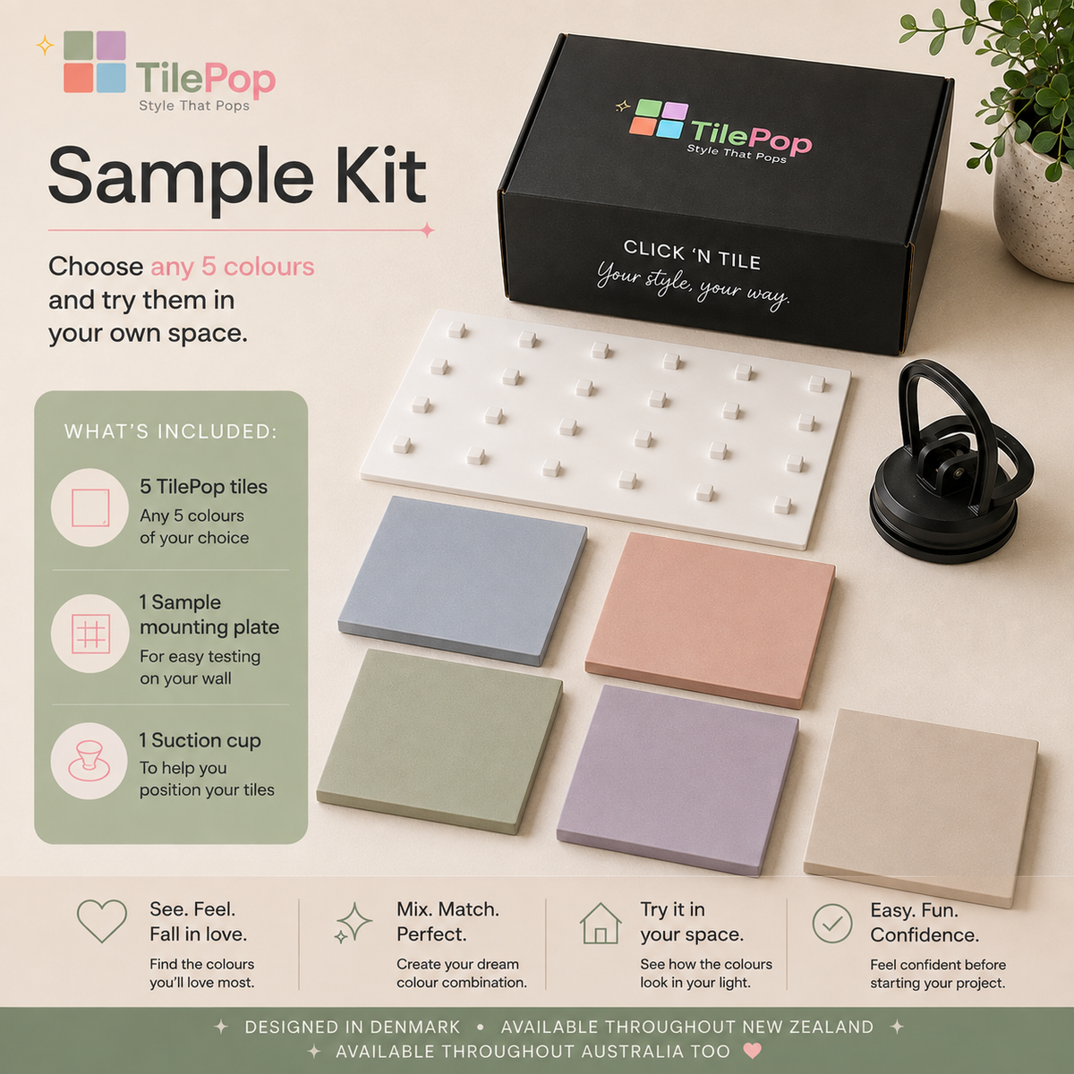 TilePop Sample Kit | Choose Any 5 Tile Colours
